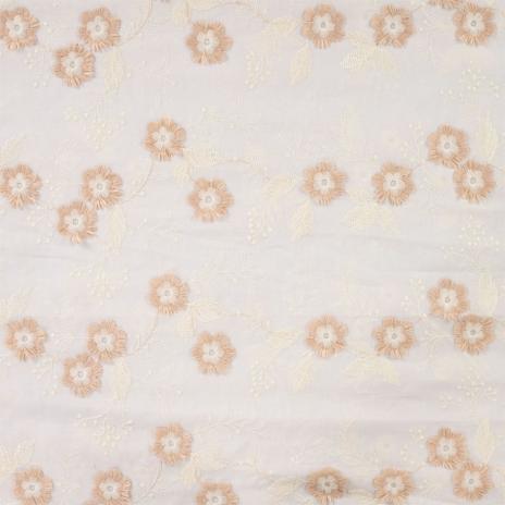 0,5 MTR. GESTICKTE BLÜMCHEN SAND BAUMWOLLE