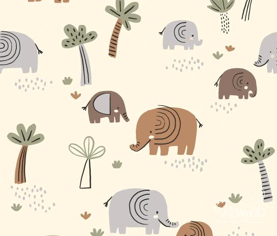 0,50 MTR. ♥ ELEFANTEN SAFARI JERSEY - CREME ♥
