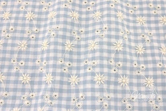 0,5 MTR. ♥ SEERSUCKER LOCHSTICKEREI Baumwolle Jeans ♥