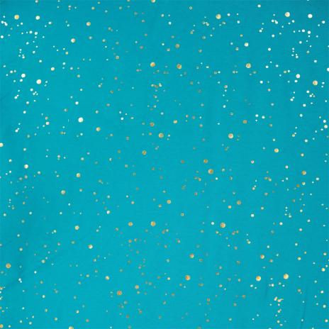0,50 MTR. ♥ GOLDEN BLUSH FOIL PETROL JERSEY ♥