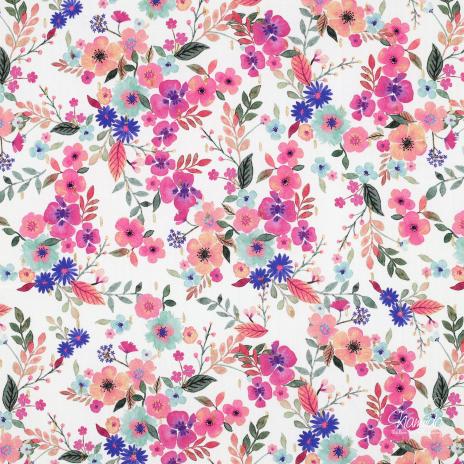 0,5 MTR. ♥ VISKOSE BLUMENLIEBE MIT GOLDENEN LUREX STREIFEN ♥