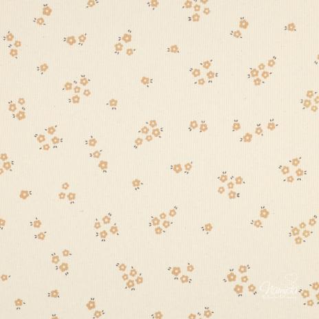 0,5 MTR.  ♥ RIPPSTRICK JERSEY FLOWERS NATURAL ♥