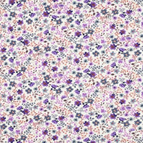 0,5 MTR.  ♥ RIPPSTRICK JERSEY SPRING FLOWERS LILA ♥