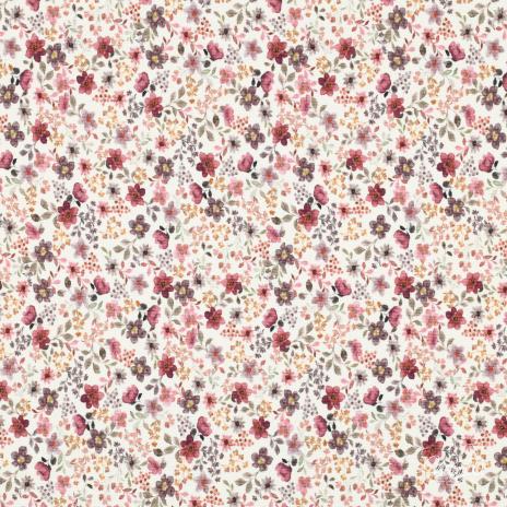 0,5 MTR.  ♥ RIPPSTRICK JERSEY SPRING FLOWERS BEERE/FLIEDER ♥