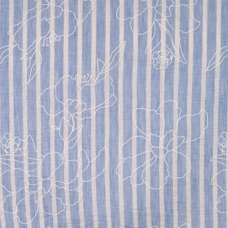 0,5 MTR. ♥ STREIFEN & BLUMEN CHAMBRE LEINEN JEANS ♥