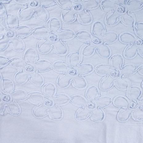 0,5 MTR.♥ EMBROIDERY FLOWERS BABY BLUE STRIPES ♥