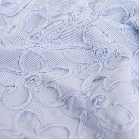 0,5 MTR.♥ EMBROIDERY FLOWERS BABY BLUE STRIPES ♥