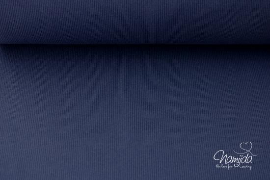 0,5 Mtr. ♥ FEINRIPP Bündchen - DUNKELBLAU - Schlauch ♥