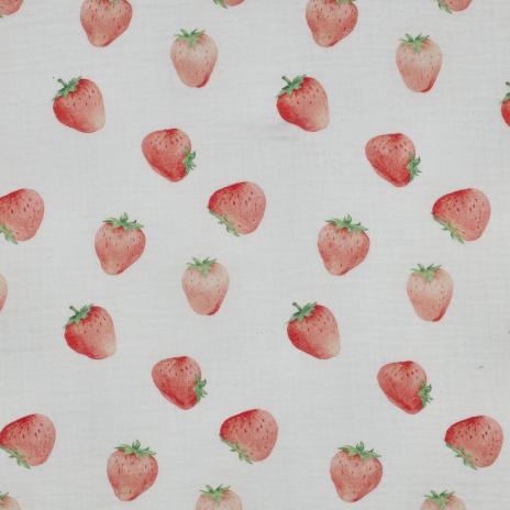 0,5 MTR. ♥ MuSSELIN PASTELL ERDBEEREN  ♥
