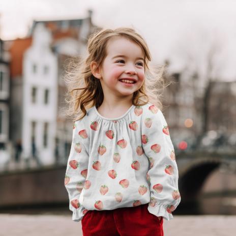 0,5 MTR. ♥ MuSSELIN PASTELL ERDBEEREN  ♥