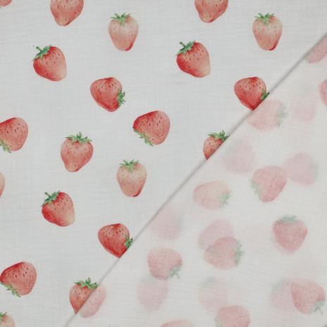 0,5 MTR. ♥ MuSSELIN PASTELL ERDBEEREN  ♥