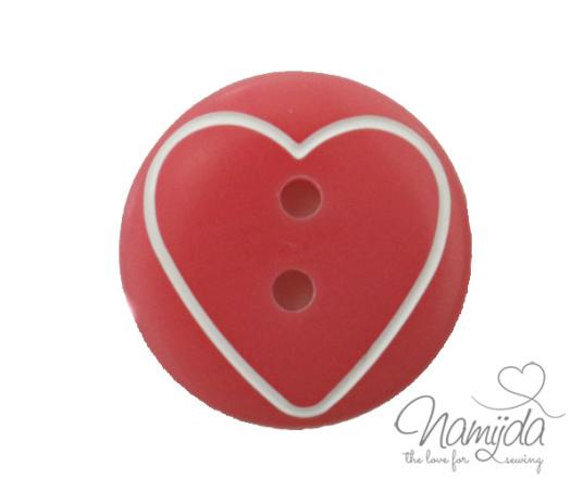 1 Stück ♥ HERZCHEN KNOPF RUND MELONE - 15mm ♥