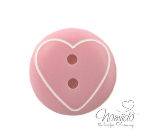1 Stück ♥ HERZCHEN KNOPF RUND ROSA - 15mm ♥