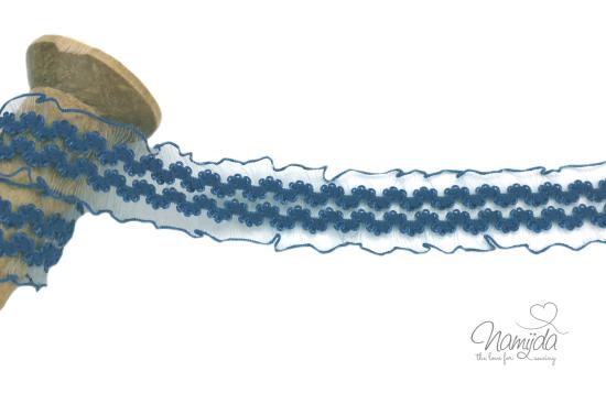 1 MTR. ♥ Elastische Organza Zierspitze - NAVY - 30mm ♥