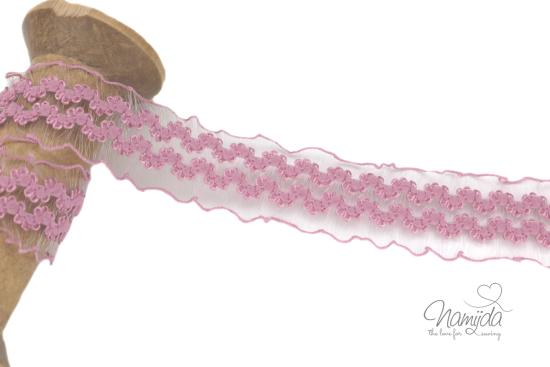 1 MTR. ♥ Elastische Organza Zierspitze - ALTROSA - 30mm ♥