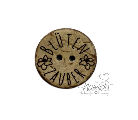 1 Stück ♥ EIGENPRODUKTION KOKOSKNOPF BLÜTENZAUBER - HOLZKNOPF - 22 mm ♥