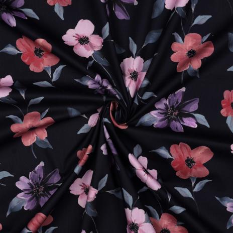 0,5 MTR.♥ VISKOSE MIDNIGHT BLOSSOM ♥