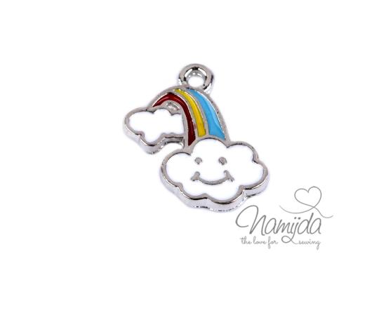 1 Stück - REGENBOGENWOLKE ANHäNGER - SiLBER - 16mm