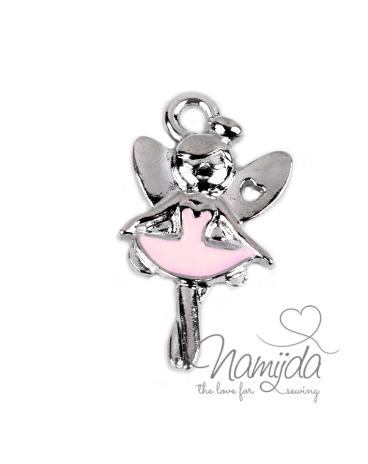 1 Stück - BALLERINA FEE ANHäNGER - SiLBER/PINK - 23mm