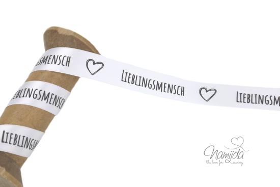 1 MTR - EIGENPRODUKTION HOODIE SATINBaND - ♥ LIEBLINGSMENSCH ♥!