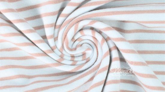 0,5 MTR. ♥ STREIFENJERSEY BAUMWOLLE  MAUVE/WeiSS ♥