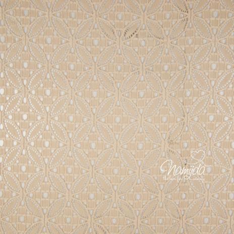 0,5 MTR. ♥ Elastische Spitze ORNAMENT BLüTE - Sand - Spitzenstoff ♥