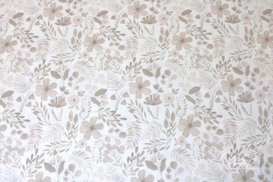 0,5 MTR. FLOWERS NATURAL - BAUMWoLLE POPELINE