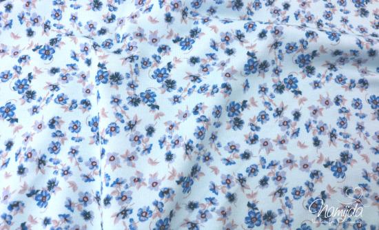 0,50 MTR. ♥ PETITE FLEUR STREUBLüMCHEN DUSTY BLUE JERSEY ♥
