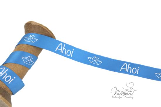 1 MTR - EIGENPRODUKTION HOODIE SATINBaND - Ahoi! Türkis