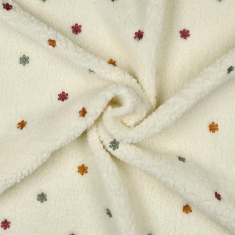 0,5 MTR. ♥ TEDDY GESTICKTE DAISIES NATUR ♥