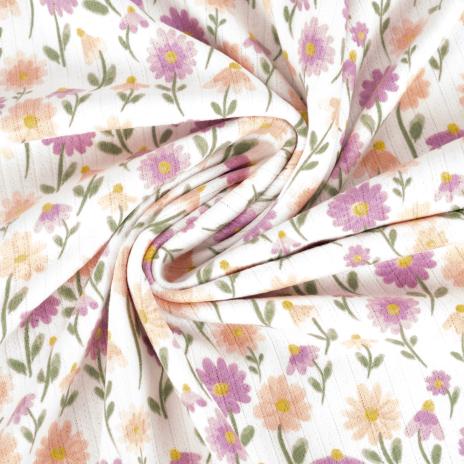 0,5 MTR.  ♥ BAUMWOLLJERSEY POINTOILLE Lochstickerrei -BLÜMCHEN ♥