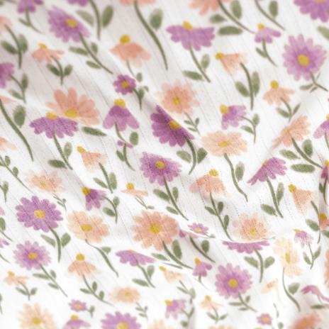 0,5 MTR.  ♥ BAUMWOLLJERSEY POINTOILLE Lochstickerrei -BLÜMCHEN ♥