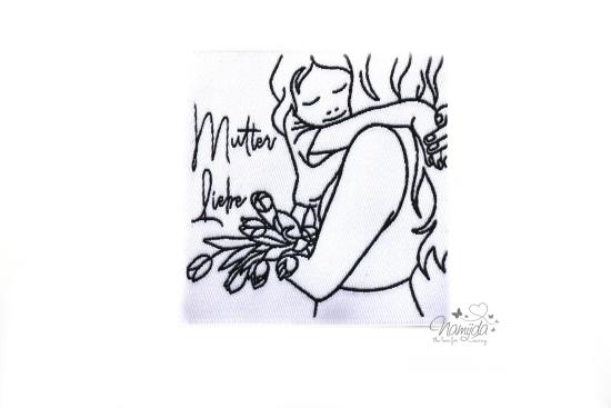 1 STCK. ♥ XL NAMIJDA EP WEBETIKETTEN - MUTTER LIEBE - WEISS ♥