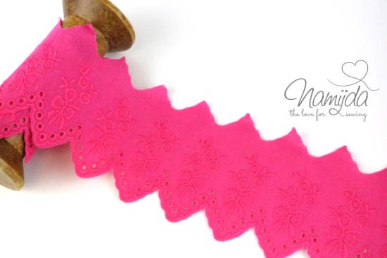 ♥1 Mtr. Wäschespitze - SCHLEIFCHEN BOGENKANTE  5,5cm - PiNK ♥