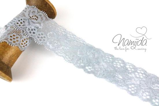 1 MTR. ♥ Elastische SPITZENBORTE - HeLLGRau - 3,5cm ♥
