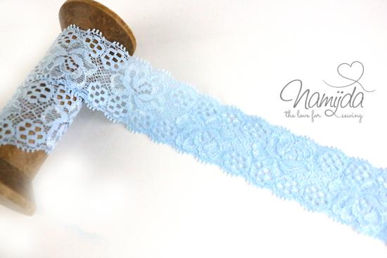 1 MTR. ♥ Elastische SPITZENBORTE - HeLLBLau - 3,5cm ♥