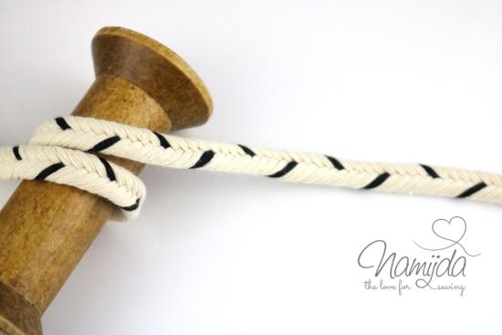 1 MTR. ♥ Zopfmuster Hoodie Kordel SCHWaRZ  - 11mm ♥