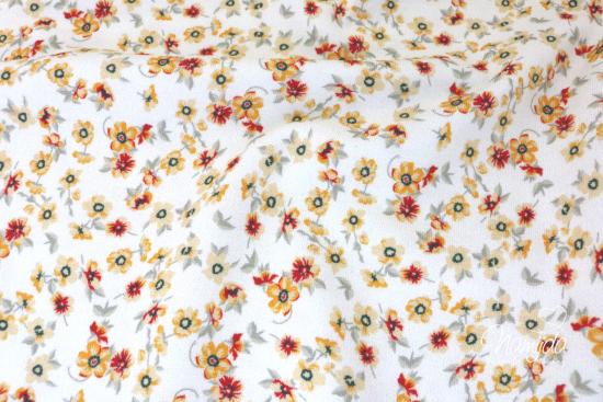 0,50 MTR. ♥ PETITE FLEUR STREUBLüMCHEN HELLGELB/MINZE JERSEY ♥