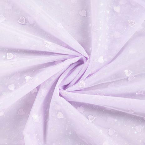 0,5 MTR. ♥ SOFT TüLL HERZCHEN FLIEDER ♥