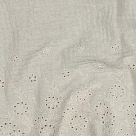 0,5 MTR. ♥ MuSSELIN GESTICKTE BOGENKANTE NATUR ♥