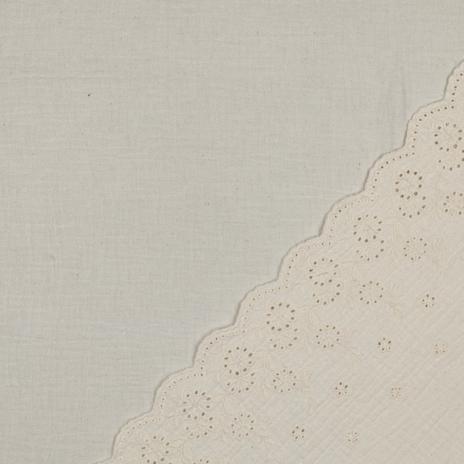 0,5 MTR. ♥ MuSSELIN GESTICKTE BOGENKANTE NATUR ♥