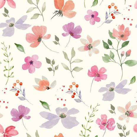 0,5 MTR. ♥ MUSSELIN MEADOW FULL OF FLOWERS ♥