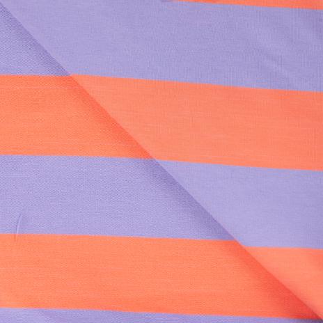 0,50 MTR. XL STREIFEN LILA ORANGE - FRENCH TERRY