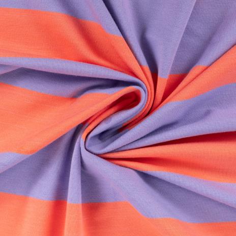 0,50 MTR. XL STREIFEN LILA ORANGE - FRENCH TERRY
