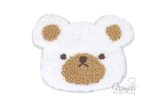 1 Stück - BÄRCHEN WEISS CHENILLE PATCH GROSS
