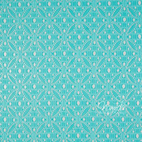 0,5 MTR. ♥ Elastische Spitze ORNAMENT BLüTE - Aqua Mint - Spitzenstoff ♥