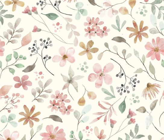 0,5 MTR. ♥ RIPPSTRICK JERSEY PASTELL FLOWERS ♥