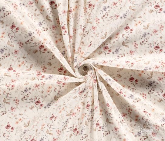 0,5 MTR. ♥ RIPPSTRICK JERSEY ROMANTIC FLOWERS ♥