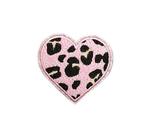 1 Stück - GLITZER LEO HEART PATCH