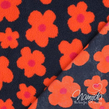 0,5 MTR. ♥ FLOWER TEDDY ORANGE NAVY ♥